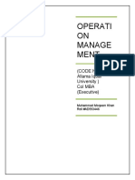 Operati ON Manage Ment: (CODE NO.: 5568 Allama Iqbal University) Col Mba (Executive)