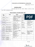 Half Yearly Exam Time Table 2020 PDF