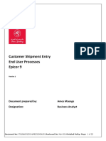 Customer Shipment Entry Process - Draft