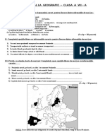 Evaluare Initiala Geografie Clasa A 7a