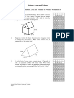 Prisms: Areas and Volume Determining Surface Area and Volume of Prisms: Worksheet A