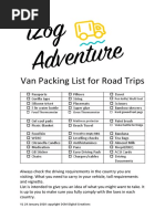 Van Packing List For Road Trips v1 PDF