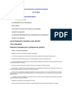 Ley 28036, Ley de Promoción y Desarrollo Del Deporte PDF