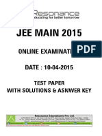 Jee Main Online Paper Solutions 2015 PDF