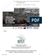 ENIPLIT - I Encontro Internacional de Estudos de Paisagem em Literatura - o Mundo Vivido À Margem - Narrativas, Geograficidade, Deslocamentos