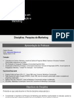 UOR - Disciplina de Pesquisa de Marketing TEMAS 1 e 2