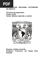 Técnicas de Expresión. Tarea: Fabula, Leyenda y Cuento