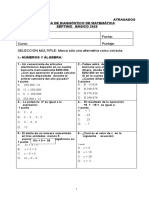 PRUEBA Y SOLUCIONARIO DIAGNOSTICO MAT 7mo ATRASADOS