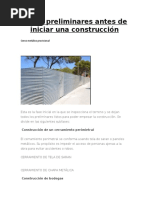 Obras Preliminares Antes de Iniciar Una Construcción