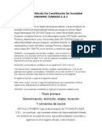 Modelo de Minuta de Constitución de Sociedad Comercial de Responsabilidad Limitada