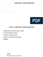 Style, Context, and Register Chapter 10 Sociolinguistic