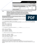 Prueba 1° Medio Argumentación - Forma B