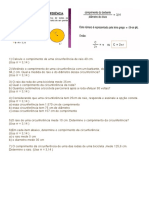 Lista de Exercícios - Comprimento Da Circunferencia