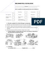 Examen Bimestral de Religion