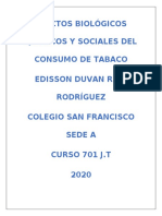 Efectos Biológicos Químicos y Sociales Del Consumo de Tabaco