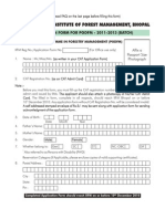 Indian Institute of Forest Management, Bhopal: Application Form For PGDFM - 2011-2013 (Batch)