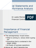 Financial Statements and Performance Analysis: DR Leslie Mitchell Financial Control