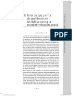 Mañalich, Erro de Tipo y Error de Prohibición en Los Delitos Contra La Autodeterminación Sexual