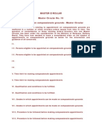 Master Circular Master Circular No. 16 Appointment On Compassionate Grounds - Master Circular