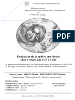 Evaluation de la sphère oro-faciale chez l'enfant âgé de 5 à 6 ans :  Elaboration et validation d'un outil d'évaluation auprès de 164 enfants : la B.E.S.O.F  -  Eclairage sur l'existence d'un lien entre l'oralité verbale et l'oralité alimentaire - Sophie VANNIER