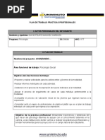 PLAN DE TRABAJO - Convenio Remunerado - PRACTICAS PROFESIONALES UNIMINUTO