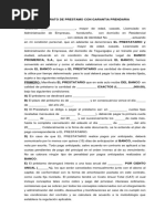 Contrato de Prestamo Con Garantia Prendaria