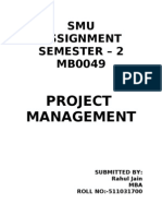 SMU Assignment Semester - 2 MB0049: Project Management