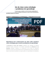 La Observación de Clase Como Estrategia para Resolver Problemas de Aprendizaje CTE 6