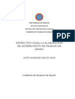 Instructivo para La Elaboracion de Anteproyecto