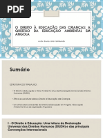 O Direito A Educacao Das Criancas A Questao Da Educacao Ambiental em Angola