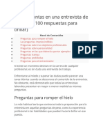 100 Preguntas en Una Entrevista de Trabajo