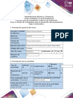 Paso 3 - Diseño de Actividades para El Desarrollo Del Pensamiento Lógico-Matemático (D.P.L.M.)