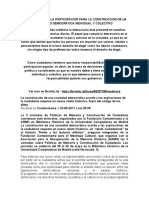 Promoción para La Participación para La Construcción de Ua Sociedad Democrática Individual y Colectivo