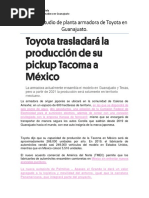 Caso de Estudio de Planta Armadora de Toyota en Guanajuato PDF