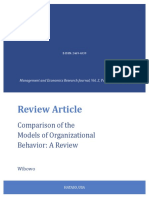 Review Article: Comparison of The Models of Organizational Behavior: A Review