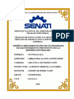 Diseño e Implementación de Un Programa de Mantenimiento Preventivo en La Empresa Incomaj SRL