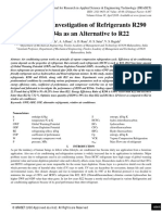 Performance Investigation of Refrigerants R290 and R134a As An Alternative To R22