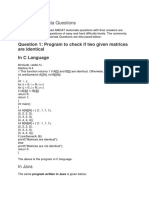 AMCAT Automata Questions: Program To Check If Two Given Matrices Are Identical in C Language