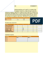 Week 6 7 8 9 10: The Initial Inventory Status For M4