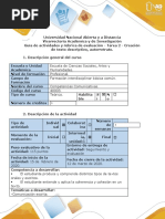 Guía de Actividades y Rúbrica de Evaluación - Tarea 2 - Creación de Texto Descriptivo, Autorretrato