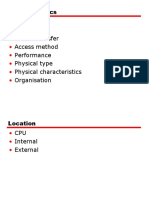 Characteristics Location Capacity Unit of Transfer Access Method Performance Physical Type Physical Characteristics Organisation