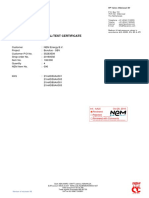 Coverpage To Material/Test Certificate