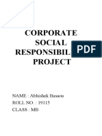 Corporate Social Responsibility Project: NAME: Abhishek Basaou ROLL NO.: 19115 Class: MB