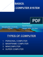 Basics of The Computer System: Presented By: Sumit Pachauri Student: Mba Iiird Sem