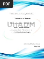 Licenciatura en Derecho: Módulo 1. Hecho, Acto y Sujetos de Derecho