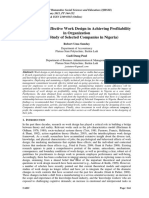 The Impact of Effective Work Design in Achieving Profitability in Organization (A Case Study of Selected Companies in Nigeria)