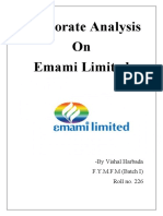 Corporate Analysis On Emami Limited: - by Vishal Harbada F.Y.M.F.M (Batch I) Roll No. 226