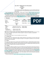 Economics 526 - Mathematics For Economists: Day(s) Time Location