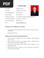 Curriculum Vitae: Keterampilan Lain / Certified Skills and Training