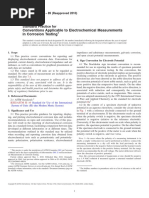 Conventions Applicable To Electrochemical Measurements in Corrosion Testing